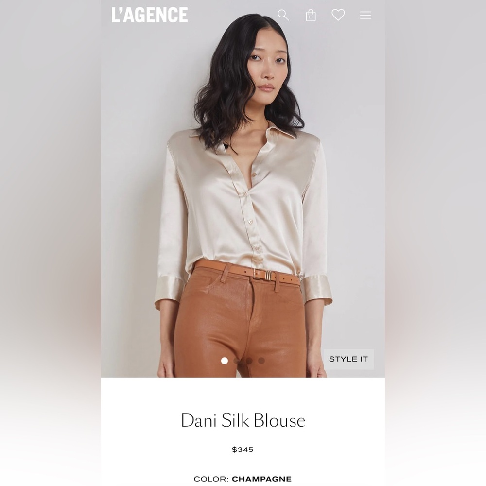 L'AGENCE Silk Blouse in Cream